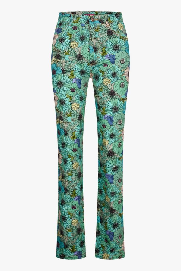 Fitted Jeans Floral Green