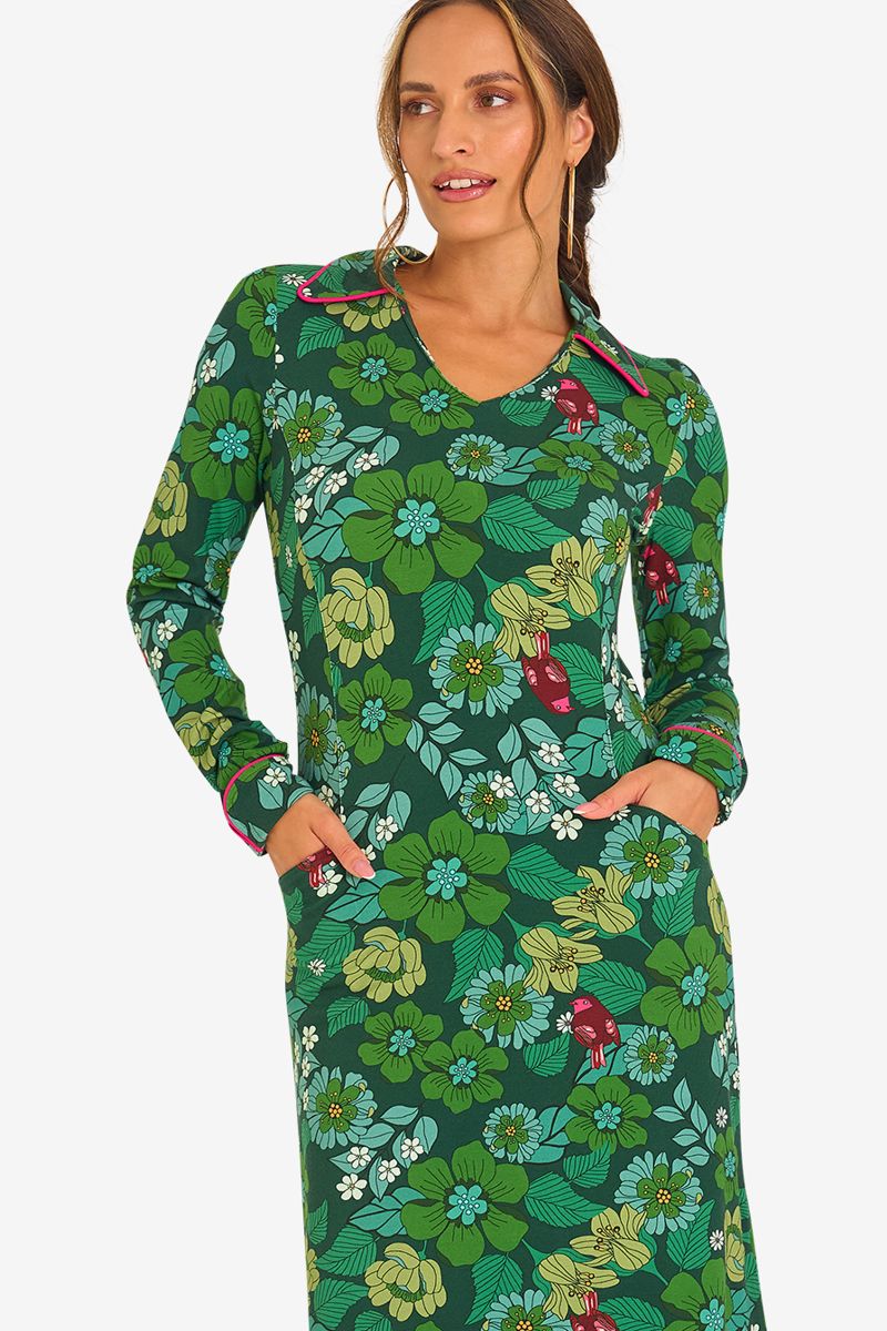 Dress Titia Autumn Garden Green - Dresses - Tante B